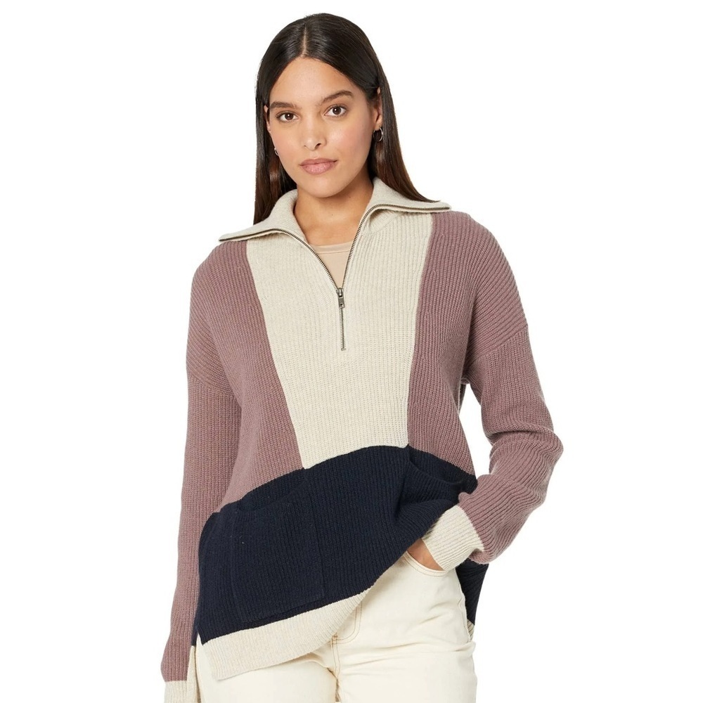 Madewell Color-Block Half-Zip Cozy Sweater Pullover Women’s Size XS